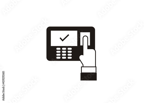 Attendance machine simple illustration in black and white.