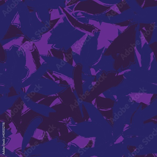 Purple Floral Brush strokes Seamless Pattern Background © Siu-Hong Mok