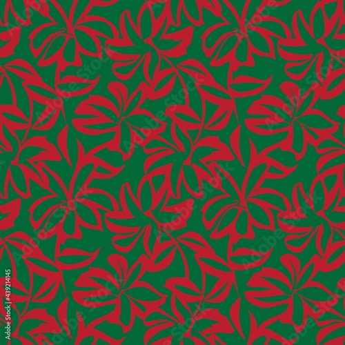 Christmas Floral Brush strokes Seamless Pattern Background