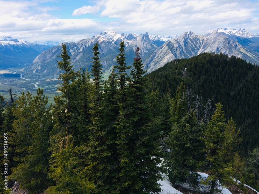 Obraz premium Stunning views of Banff National Park from Sulfur mountain ridge
