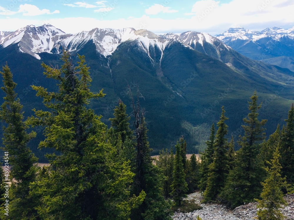 Fototapeta premium Stunning views of Banff National Park from Sulfur mountain ridge