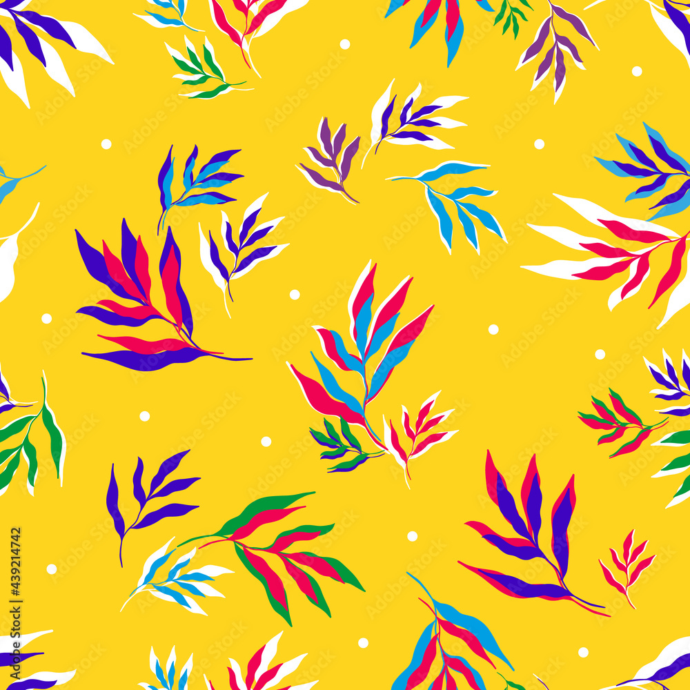 Seamless pattern of colorful tropical leaves Seamless pattern of colorful tropical leaves
