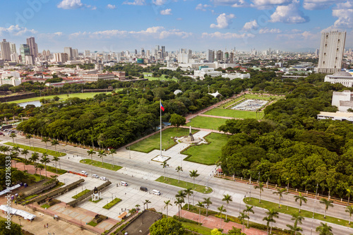 Manila, Philippines - Aerial Rizal Park (Luneta) and the surrounding skyline of Metro Manila. photo
