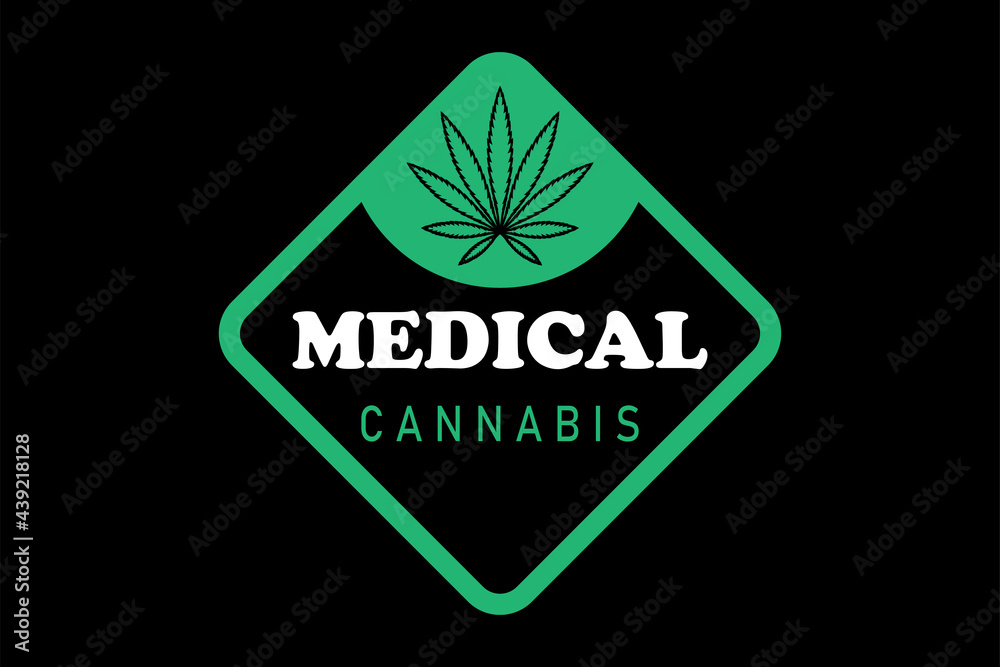 Logo of green leaf of Cannabis Indica, Sativa. Medical marijuana. Simple form, for graphic design of logo, emblem, sign, badge, label. Logo of green leaf of Cannabis Indica, Sativa. Medical marijuana. Simple form, for graphic design of logo, emblem, sign, badge, label.