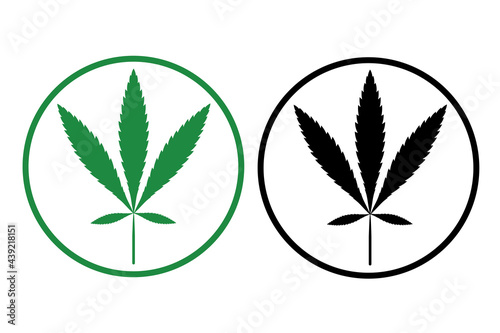 Simple icon of cannabis leaf Silhouette Ruderalis marijuana