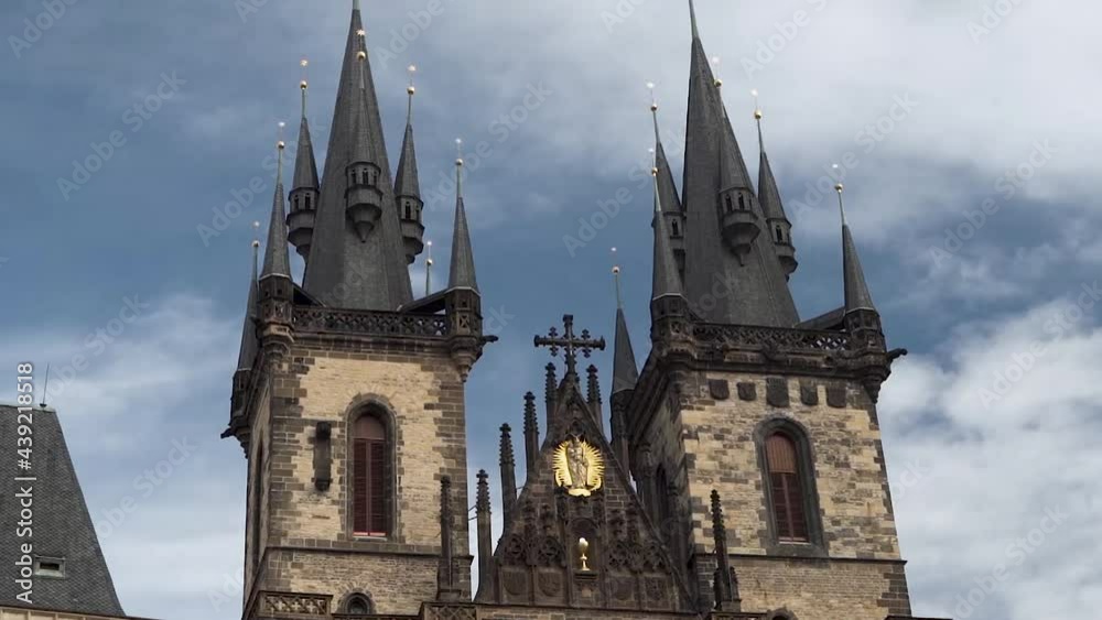 Spires and front of Church of Mother of God before Týn,Prague,Czechia. Spires and front of Church of Mother of God before Týn,Prague,Czechia.