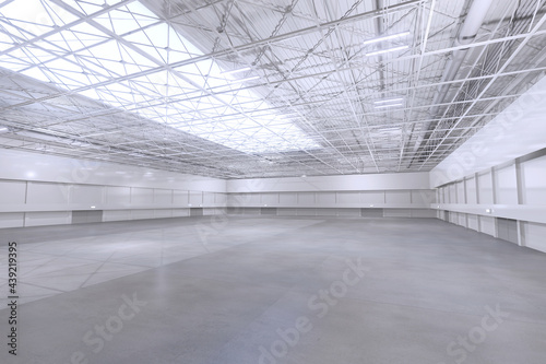 Empty exhibition center. backdrop for exhibition stands.white stadium.organic farm.3d render.