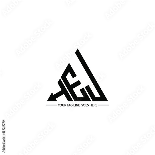 H E J letter logo creative design. H E J unique design
