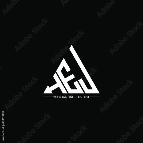 H E J letter logo creative design. H E J unique design