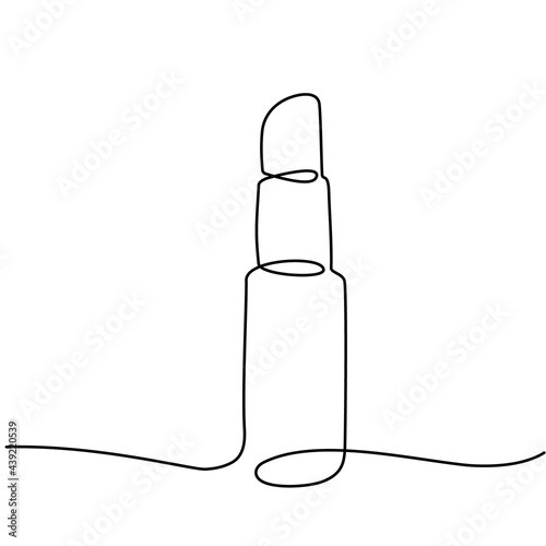 Decorative cosmetics for makeup - Lipstick, continuous one line drawing, single line art. Vector illustration, eps10
