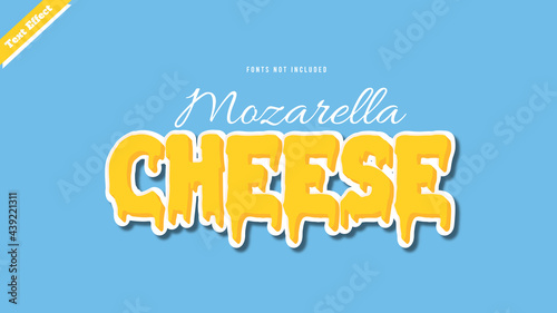 mozzarella cheese text effect design vector. editable 3d text