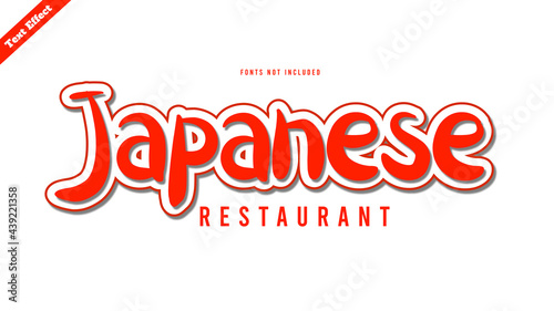 Japanese restaurant text effect design vector. editable 3d text