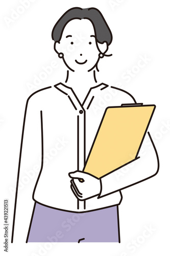 シンプル　イラスト　お客さんを案内する女性