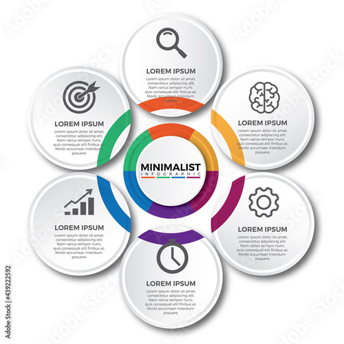 3d style infographic design template isolated on white background. Circle infographic with icon set.