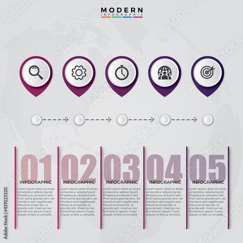 Timeline infographic with icon set design template isolated on white background