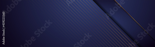 Dark violet and golden abstract tech geometric background. Luxury glitter concept vector banner design