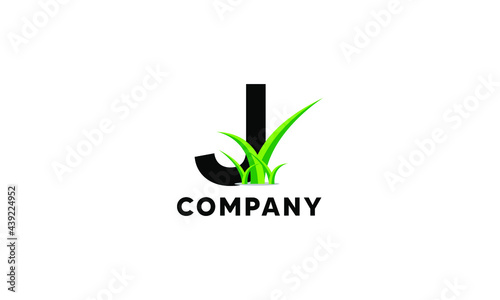 Letter J Lawncare Landscaping Green Grass Logo