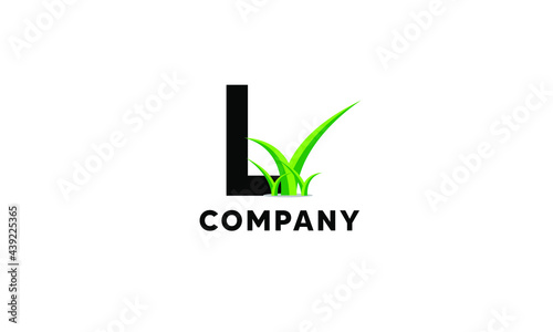 Letter L Lawncare Landscaping Green Grass Logo