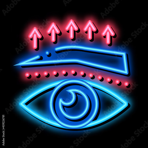 eyebrow up surgery neon light sign vector. Glowing bright icon eyebrow up surgery sign. transparent symbol illustration
