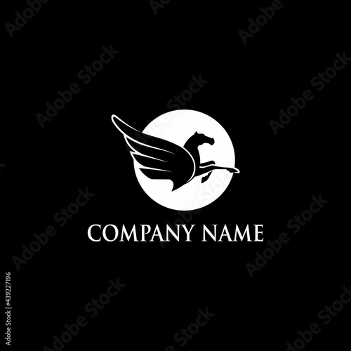Simple and elegant flying horse logo
