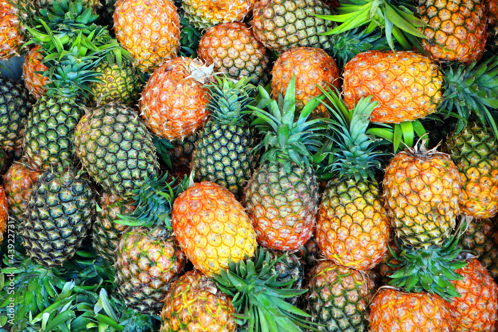 Lots of pineapple fruit on the shelves.
Lots of pineapple fruit on the shelves.
