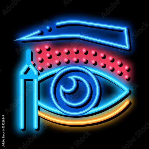 eyelid surgery design phase neon light sign vector. Glowing bright icon eyelid surgery design phase sign. transparent symbol illustration