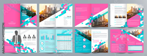 Corporate business presentation guide brochure template  Annual report  16 page minimalist flat geometric business brochure design template  A4 size.