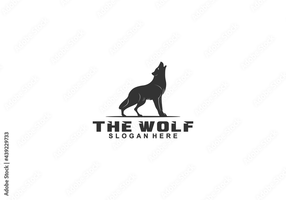 roaring wolf illustration logo in white background