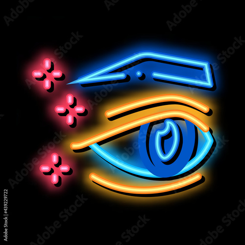 eyelid surgery result neon light sign vector. Glowing bright icon eyelid surgery result sign. transparent symbol illustration
