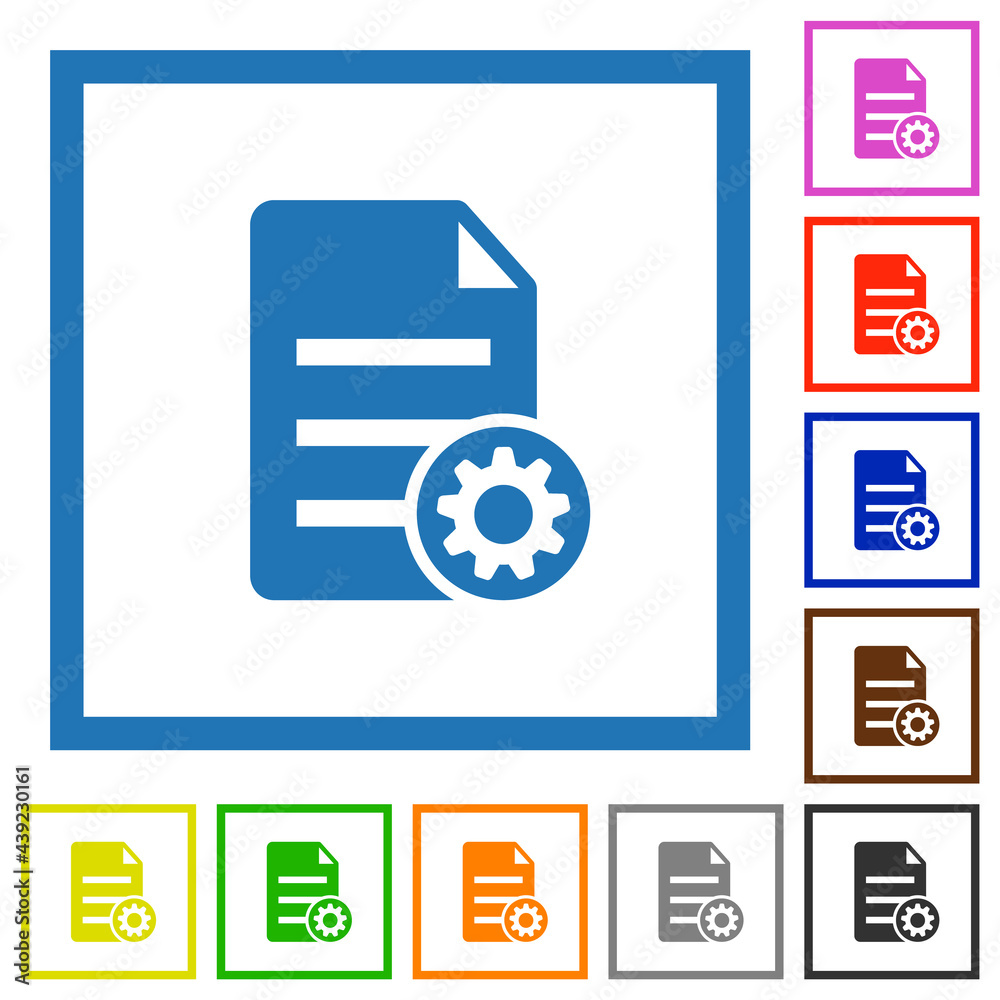 Document settings flat framed icons Document settings flat framed icons