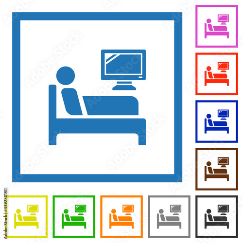 Hospital ward flat framed icons