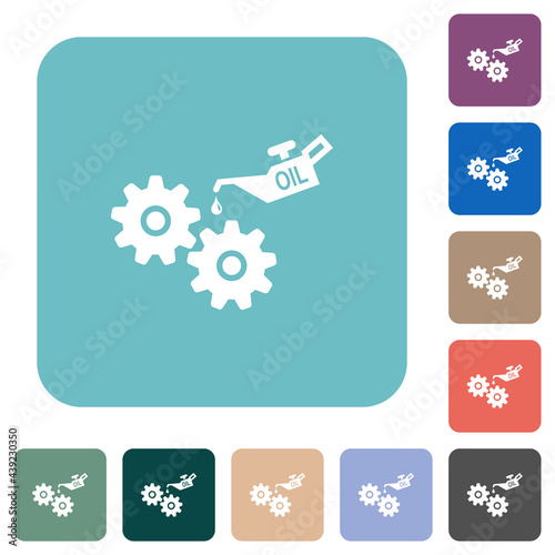 Oiler can and gears rounded square flat icons