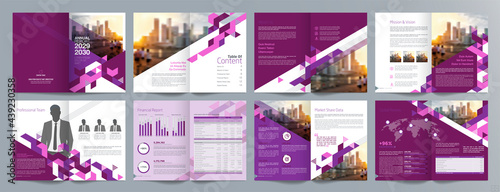 Corporate business presentation guide brochure template  Annual report  16 page minimalist flat geometric business brochure design template  A4 size.