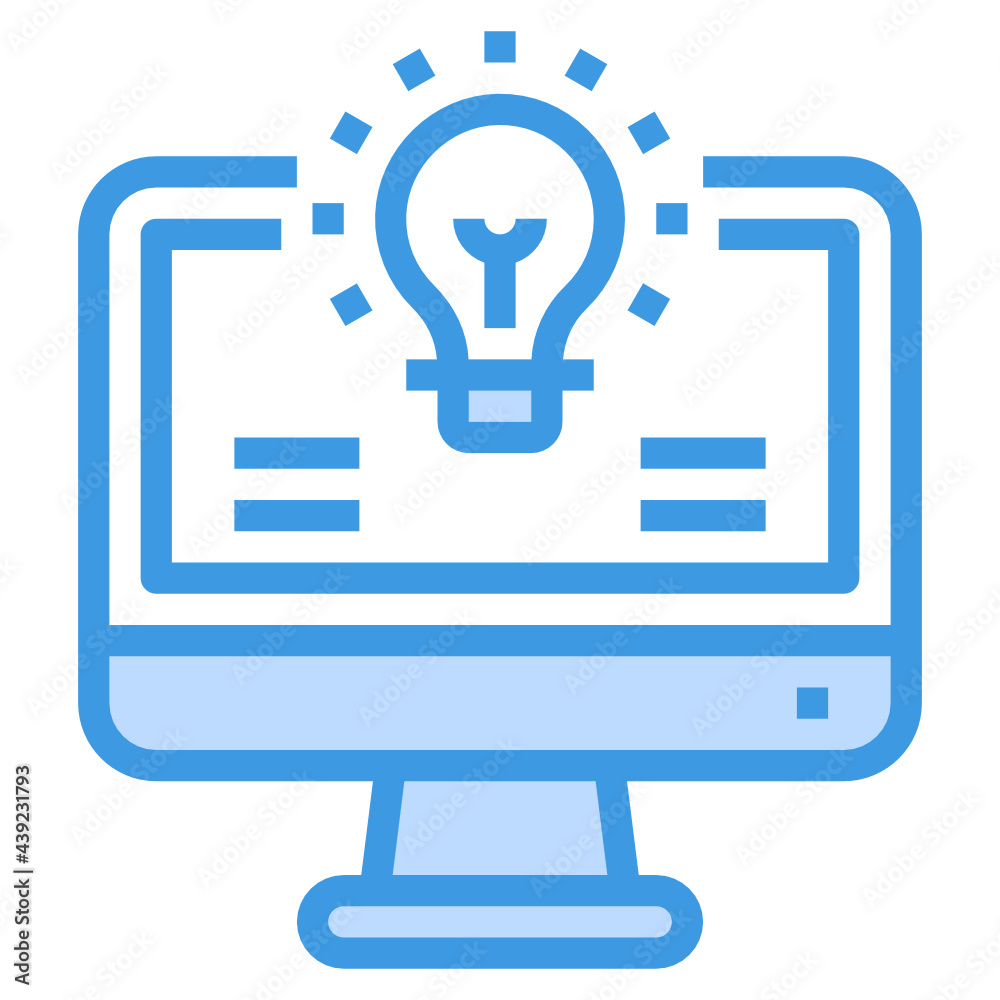 Computer blue line icon Computer blue line icon