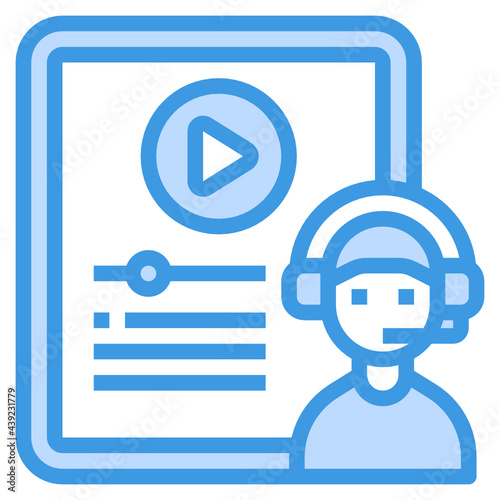 Blended Learning blue line icon