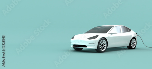 Charging Hydrogen Vehicle. Eco energy charging car concept 3d illustration. 