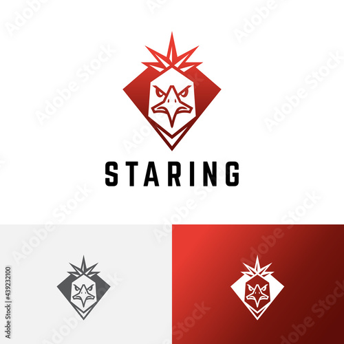Eagle Hawk Falcon Red Star Crown Shield Logo