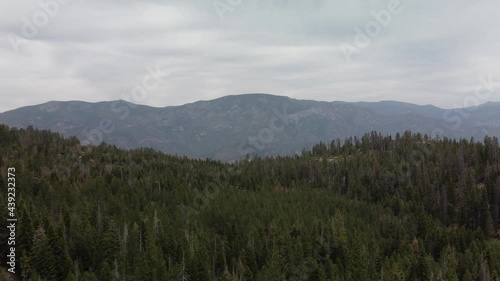 Drone footage of the High Sierras in the Sequoia National Forest.  Hiking and camping among the pine trees in the California mountain range.
 photo