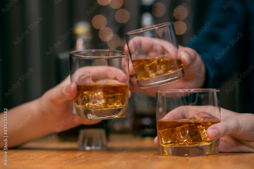 Celebrate whiskey on a friendly party in  restaurant