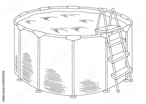 Frame swimming pool graphic black white isolated sketch illustration vector