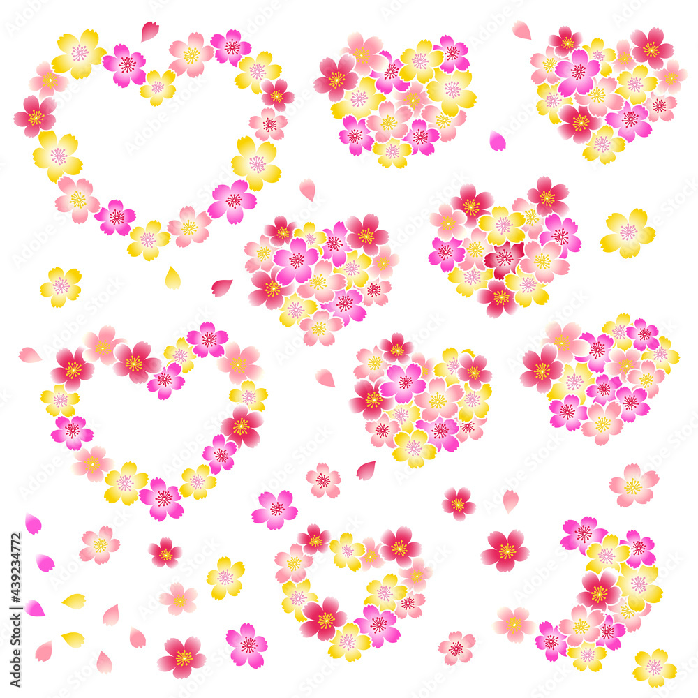 Heart-shaped cherry blossom bouquet material collection,