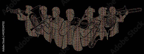 Group of Musician Team Orchestra Instrument Cartoon Graphic Vector