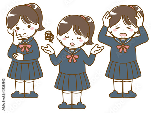 太った女子学生の困った表情