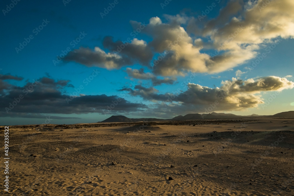 volcanic landscape at sunset on the volcanic island of Fuerteventura, slas canarias, spain volcanic landscape at sunset on the volcanic island of Fuerteventura, slas canarias, spain