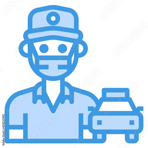 Taxi Driver blue line icon