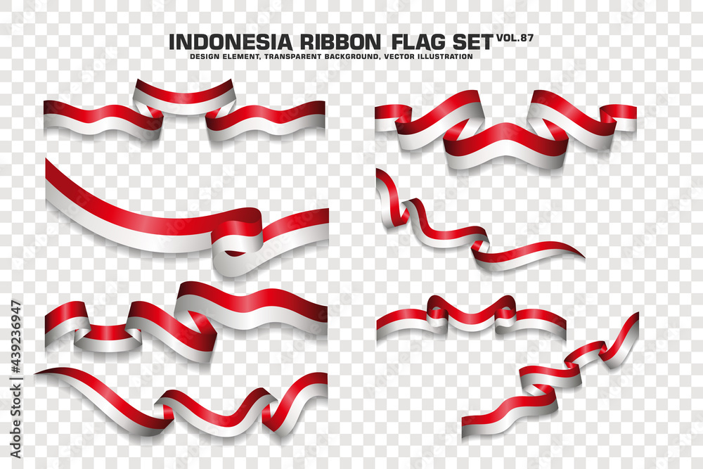 Indonesia Ribbon Flags Set, Element design, 3D style. vector Illustration Indonesia Ribbon Flags Set, Element design, 3D style. vector Illustration