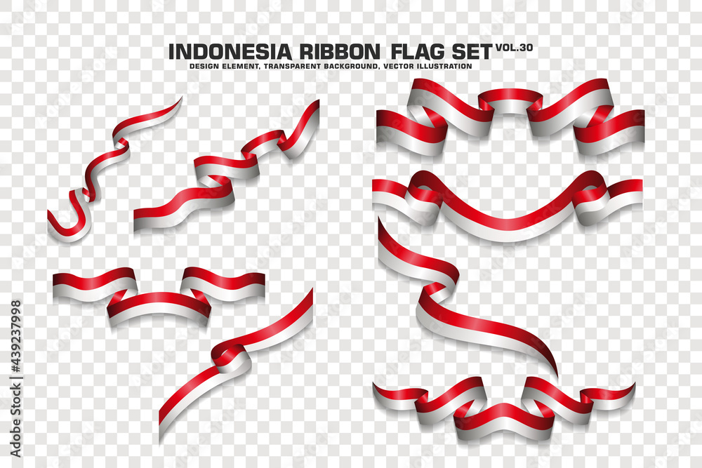 Fototapeta premium Indonesia Ribbon Flags Set, Element design, 3D style. vector Illustration