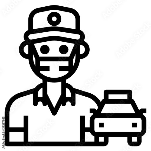 Taxi Driver line icon