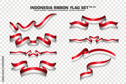 Indonesia Ribbon Flags Set, Element design, 3D style. vector Illustration