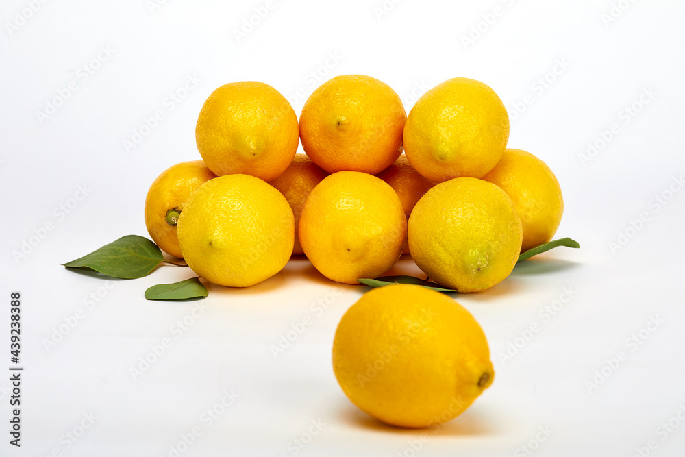 White background and fresh lemon.